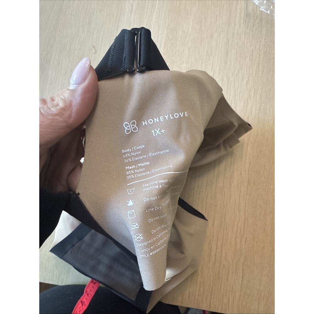 Honeylove Crossover Lifting Bra Underwire Free with Mesh Trim Black Size 1X - Picture 4 of 5